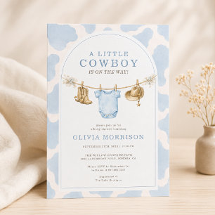 Kleine Cowboy Jongen Koeienprint Baby Shower Kaart