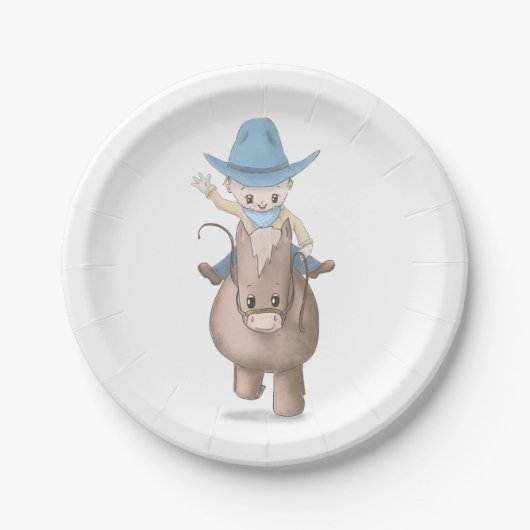 Kleine Cowboy Kinder Westerne Partij Papieren Bordje (Voorkant)