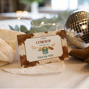 Kleine Cowboy Koe Western Kledinglijn Baby Shower Bedankkaart