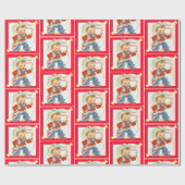 Kleine Cowboy met een helling gelukkige verjaardag Cadeaupapier (Vlak)