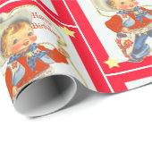Kleine Cowboy met een helling gelukkige verjaardag Cadeaupapier (Rol Hoek)