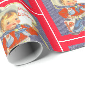 Kleine Cowboy met een helling gelukkige verjaardag Cadeaupapier (Rol Hoek)