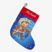 Kleine cowboy met een prettige kerst met een paus kleine kerstsok (Voorkant (Hangend))