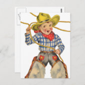 Kleine Cowboy met Lariat Briefkaart (Voorkant / Achterkant)