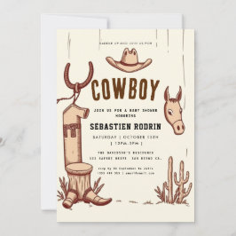 Kleine Cowboy Modern Baby shower Invitation Kaart