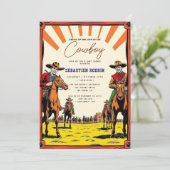 Kleine Cowboy Modern Baby shower Invitation Kaart (Staand voorkant)