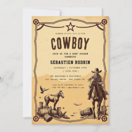 Kleine Cowboy Modern Baby shower Invitation Kaart