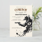 Kleine Cowboy Modern Baby shower Invitation Kaart (Staand voorkant)