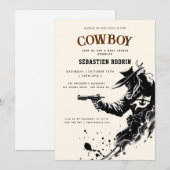 Kleine Cowboy Modern Baby shower Invitation Kaart (Voorkant / Achterkant)