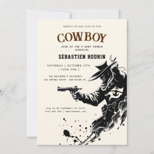 Kleine Cowboy Modern Baby shower Invitation Kaart