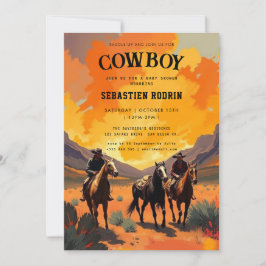Kleine Cowboy Modern Baby shower Invitation Kaart