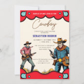 Kleine Cowboy Modern Baby shower Invitation Kaart (Voorkant)