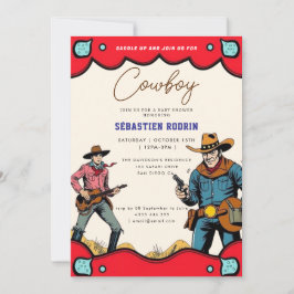 Kleine Cowboy Modern Baby shower Invitation Kaart