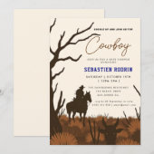 Kleine Cowboy Modern Baby shower Invitation Kaart (Voorkant / Achterkant)