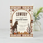 Kleine Cowboy Modern Baby shower Invitation Kaart (Staand voorkant)
