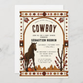 Kleine Cowboy Modern Baby shower Invitation Kaart (Voorkant / Achterkant)