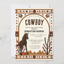 Kleine Cowboy Modern Baby shower Invitation Kaart
