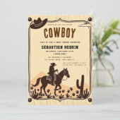Kleine Cowboy Modern Baby shower Invitation Kaart (Staand voorkant)