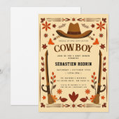 Kleine Cowboy Modern Baby shower Invitation Kaart (Voorkant / Achterkant)