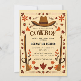 Kleine Cowboy Modern Baby shower Invitation Kaart