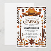 Kleine Cowboy Modern Baby shower Invitation Kaart (Voorkant / Achterkant)
