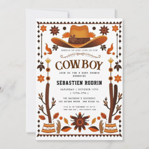 Kleine Cowboy Modern Baby shower Invitation Kaart