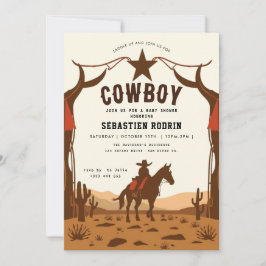 Kleine Cowboy Modern Baby shower Invitation Kaart