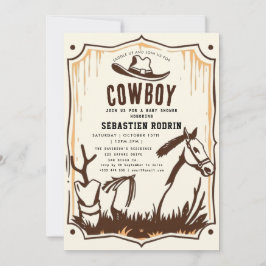 Kleine Cowboy Modern Baby shower Invitation Kaart