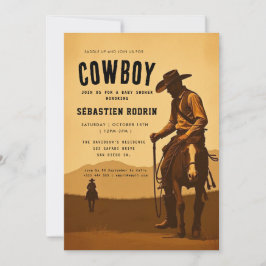 Kleine Cowboy Modern Baby shower Invitation Kaart