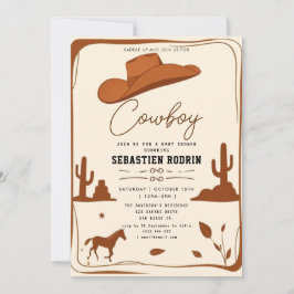 Kleine Cowboy Modern Baby shower Invitation Kaart