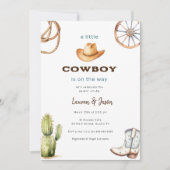 Kleine Cowboy Modern Baby shower Invitation Kaart (Voorkant)