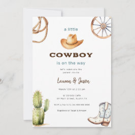 Kleine Cowboy Modern Baby shower Invitation Kaart