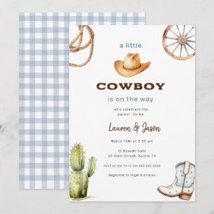 Kleine Cowboy Modern Baby shower Invitation Kaart