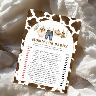 Kleine Cowboy Mommy of Daddy Baby Shower Spel