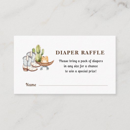 Kleine cowboy op de weg Luier Raffle Informatiekaartje (Voorkant)