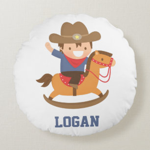 Kleine Cowboy op Schommelpaard Jongenskamer Decor Rond Kussen