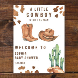 Kleine cowboy op weg naar baby shower poster