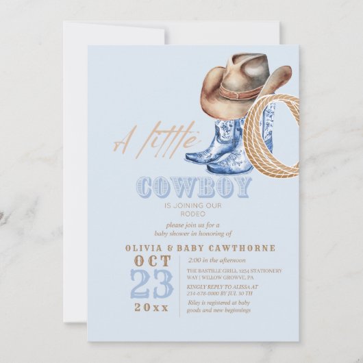 Kleine Cowboy Rodeo Baby Boy douche Kaart (Voorkant)