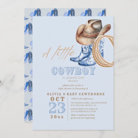 Kleine Cowboy Rodeo Baby Boy douche Kaart (Voorkant / Achterkant)