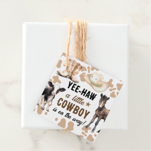 Kleine Cowboy Rodeo Baby shower Bedankjes Labels (In situ)