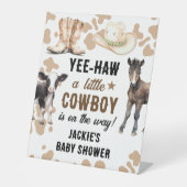 Kleine Cowboy Rodeo Baby shower Reclamebord Met Voetstuk (Voorkant)