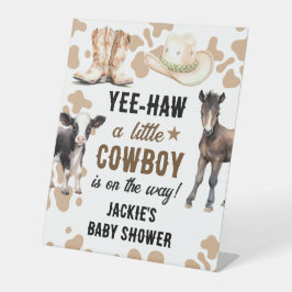 Kleine Cowboy Rodeo Baby shower Reclamebord Met Voetstuk