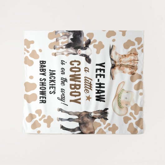Kleine Cowboy Rodeo Baby shower Wandkleed (Voorkant (horizontaal))