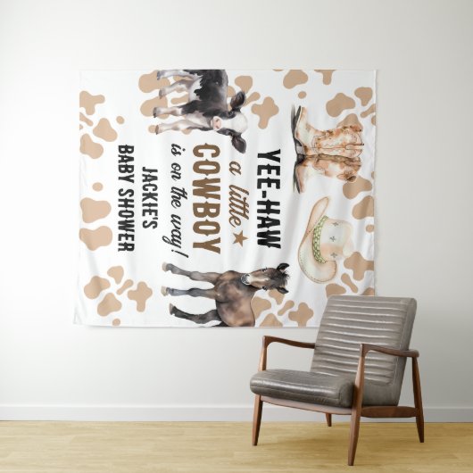Kleine Cowboy Rodeo Baby shower Wandkleed (In Situ (horizontaal))