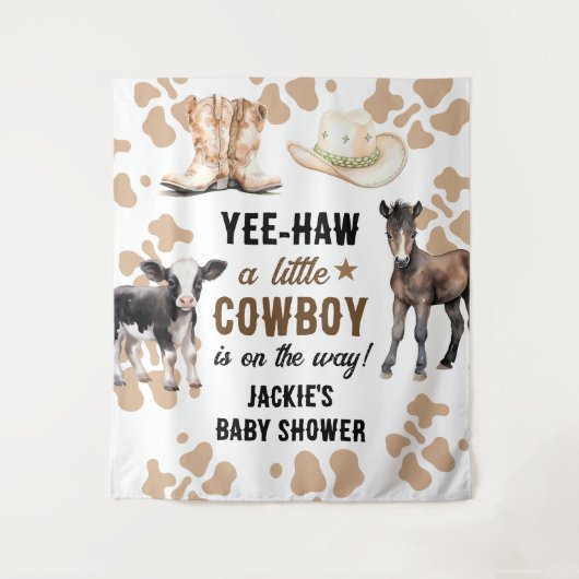 Kleine Cowboy Rodeo Baby shower Wandkleed (Voorkant)
