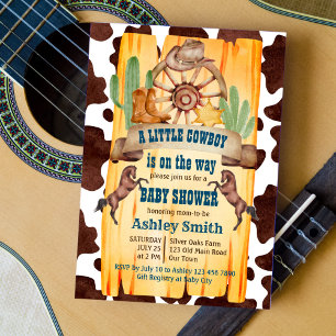 Kleine cowboy rodeo paarden western baby shower kaart