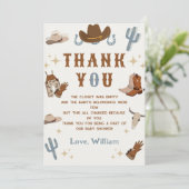 Kleine Cowboy Rodeo Western Baby shower Bedankkaart (Staand voorkant)