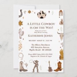 Kleine Cowboy rustiek Western Baby shower Kaart
