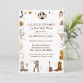Kleine Cowboy rustiek Western Baby shower Kaart (Staand voorkant)