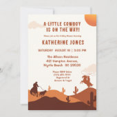 Kleine Cowboy rustieke Westerne Rodeo Baby shower Kaart (Voorkant)